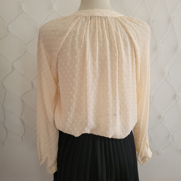 Zara Swiss Dot Button Down Blouse • Cream • Size Small - Picture 5 of 7